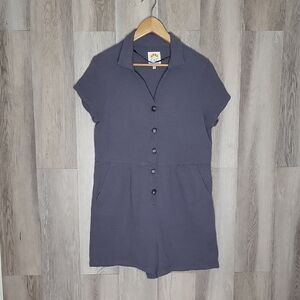 C&C California Womens‎ L Shorts Romper Cotton Gauze Lightweight Pockets Utility